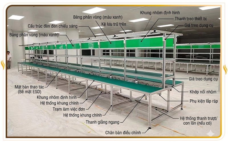 Cấu tạo Bàn thao tác khung nhôm định hình