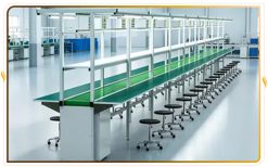 Bàn thao tác khung nhôm định hình kết hợp băng tải