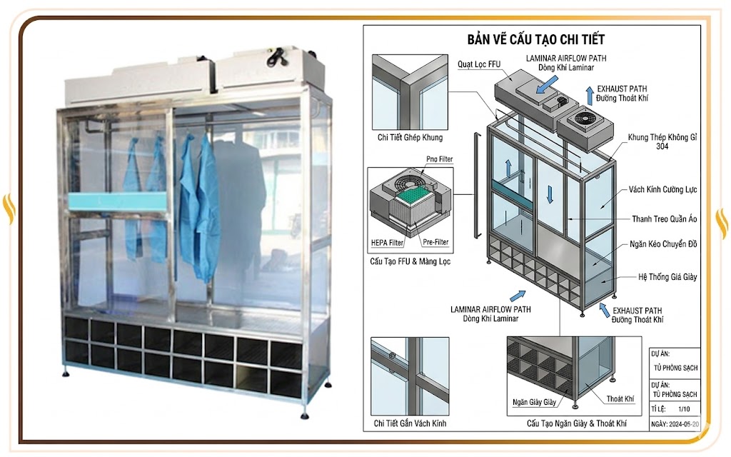 Cấu tạo Tủ để đồ phòng sạch